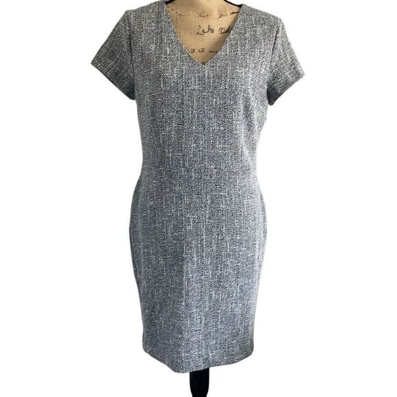 EUC! Banana Republic Black White Tweed Sheath Dress - Size 10 Petite - Picture 4 of 12